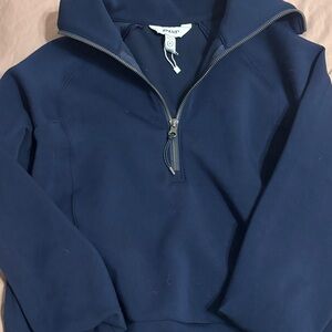 SPANX Men's Zip Up Sweater in Deep Blue